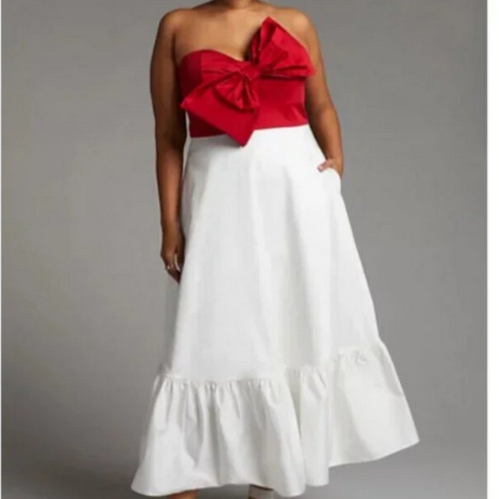 Anthropologie Hutch 2 NWT Red Bow-Tie Maxi Dress Gown Holiday Cocktail Party - Picture 4 of 9